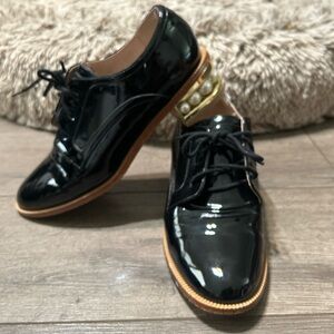 Nicholas Kirkwood casati pearl Black Patent Leather Oxford derby Shoes